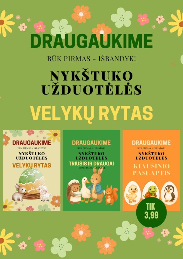 Edukaciniai žaidimai VELYKŲ TEMA | 3 knygelės PDF formatu